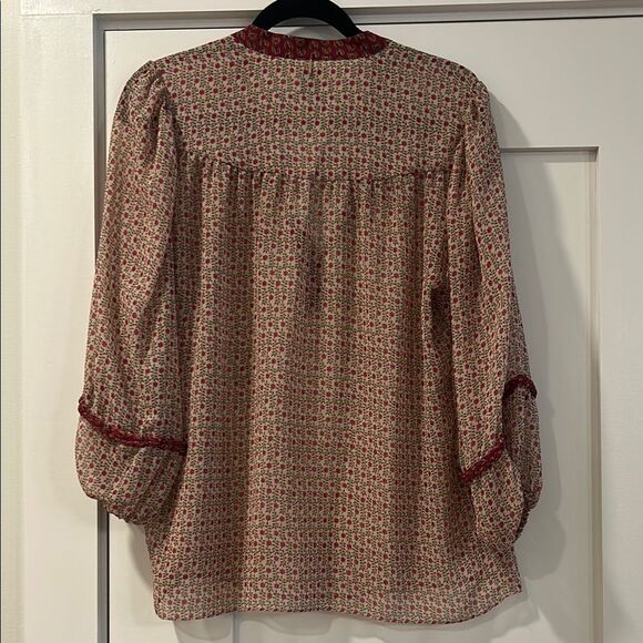 Misa Los Angeles Pink and Cream Floral Blouse, Size Large - Picture 9 of 12